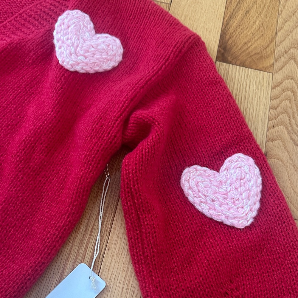 New Luna Ivy Charming Red Heart Cardigan size L - Picture 4 of 5